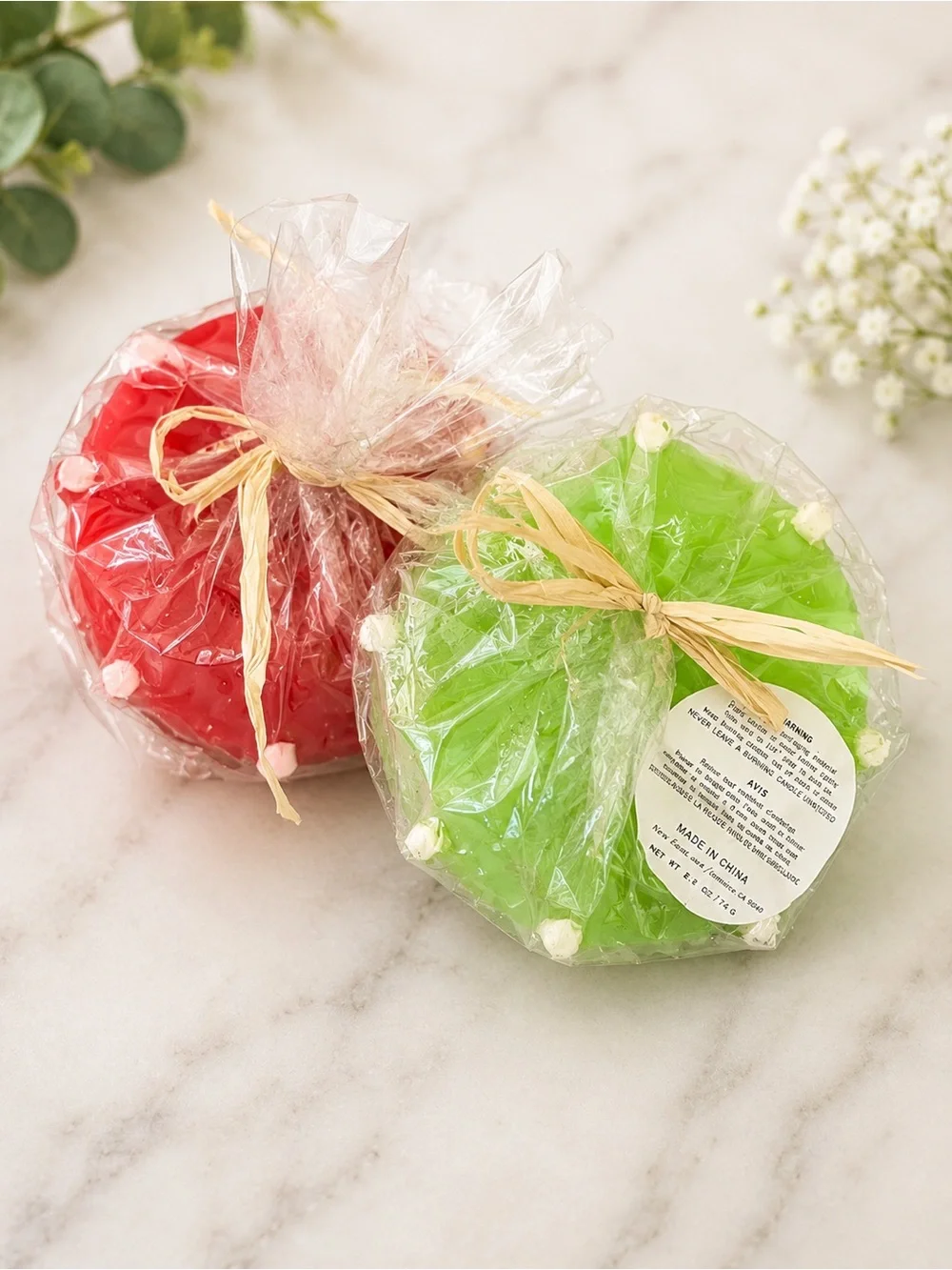Set of 2 Pottery Barn Floating Umbrella Candles‎ Red & Green